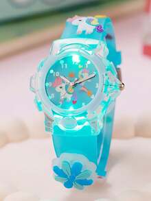 1pc/Set Unicorn Glow Jelly Watch, Multi-Color Silicone Flashing Light Quartz Wristwatch For Teens, Suitable For Daily Wear, Gifts, Year-End Promotion, Online Exclusive, Birthday Present - Multicolor - View 4