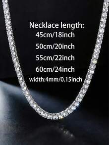 1pc 4mm Tennis Chain, Zinc Alloy Multi-Layer Chain Necklace For Men, Rock Hip Hop Rap Style, Classic Design Ensures Versatility And Practicality, Presents Unparalleled Brilliant Luster, Suitable As Friend Gathering, Birthday, Party Gift - Fashion Tennis Chain - View 7