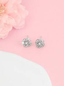 1 Pair Niche Design Elegant Cute Hollow Four-Leaf Clover Rhinestone Inlaid Earrings For Women - Openwork Rhinestone Earrings - View 2