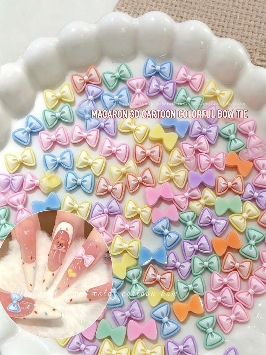 30 pièces Charms d'ongles en nœud papillon de couleurs mélangées, charms de nœuds papillon 3D pour ongles, charms de nœuds papillon en résine pour la conception d'ongles Kawaii, accessoires de manucure décoratifs pour les ongles des femmes
