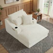 67"Oversized Boneless Sofa Bed With Cup Holder Storage Bag Deep Seat Sleeper Couch Reading Couch For Living Room, Bedroom, Apartment,No Assembly Required,White - 白色-67英寸 - 查看 4