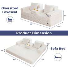MAXYOYO Cloud Modular Sofa,4 In 1 Convertible Chenille Boneless Couch For Living Room, Folding Recliner Sleeper Chair, Boxed Sofa, No Assembly Required - Màu be - Xem 2