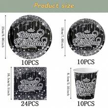 Bộ đồ dùng ăn uống dùng một lần Black Diamond cho sinh nhật, đĩa tiệc 7/9 inch, đĩa giấy, cốc, khăn ăn dùng một lần, thích hợp cho các dịp lễ, đám cưới, lễ đính hôn, sinh nhật, tiệc tùng, lễ kỷ niệm. - Nhiều màu - Xem 11