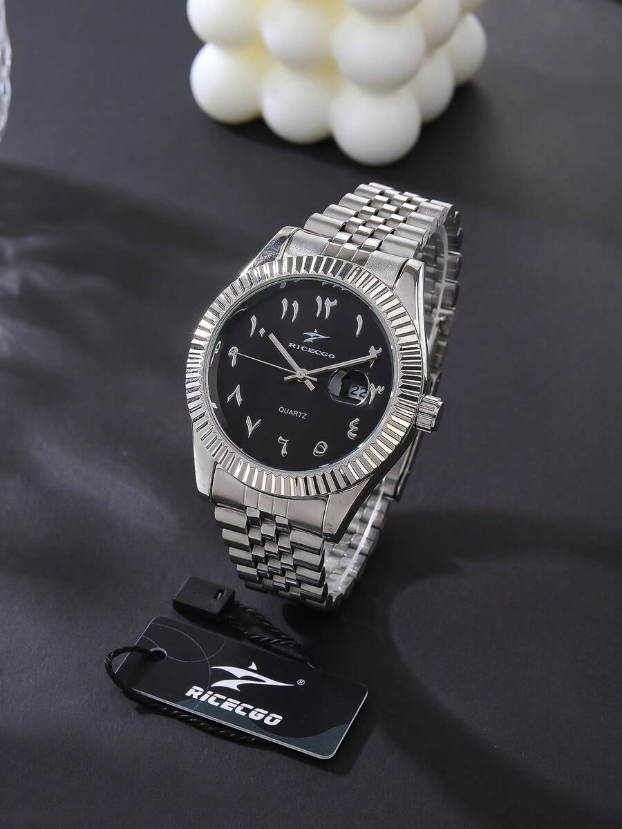 RICECGO A Men's Business Watch, A Stylish Accessory Perfect For Daily Commuting, An Ideal Holiday Gift, And A Luxurious Men's Timepiece. - Silver - View 1