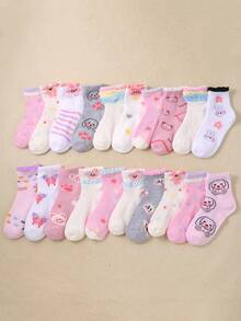 10/5 paires de chaussettes mi-mollet neutres pour enfants au hasard, design en maille, convenant à l'été. Chaussettes pour enfants avec des motifs mignons de nœud, cœur, rayure, patchwork, carreaux, pois. Les filles peuvent les porter comme chaussettes de sport, de course, absorbantes et non étouffantes. Chaussettes pour étudiants, de danse, pour enfants et grands enfants de 1 à 16 ans, pour la rentrée scolaire, cadeau de la Saint-Valentin - Multicolore - Voir 4
