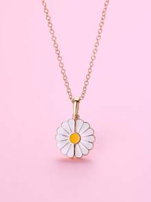 1 chiếc vòng cổ mặt dây chuyền hình trái tim và hoa cúc với chữ "I Love You" đóng mở độc đáo, thời trang và dễ thương, thích hợp để đeo hàng ngày, làm quà tặng hoặc trong dịp lễ. - Nhiều màu - Xem 4