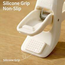 Heat Resistant Silicone Pot Holder, Non-Slip Bowl Gripper, Kitchen Tongs For Baking Trays & Steamer - White - View 5