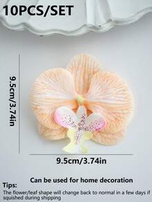 1pc/6pcs/30pcs 人造PU蝴蝶蘭花頭，3.9英吋仿真蘭花，婚禮花束裝飾、DIY手工、新娘派對、攝影道具批發 - 香檳色 - 查看 3