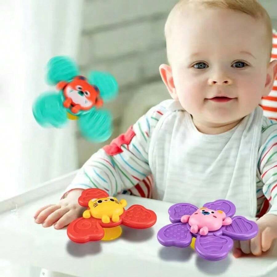 Babyskallra snurrande leksak med sugkopp, snurrande leksak, babypresent - Multifärgad - Visa 1