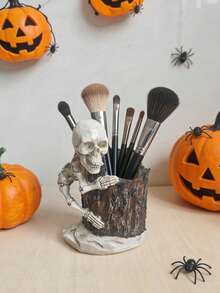 Giá đựng bút hình đầu lâu gốc cây phong cách Gothic, hộp đựng cọ trang điểm. - Tròn - Xem 9