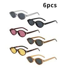 1pc Oval Small Frame High-Quality Minimalist Glasses For Women, Suitable For Travel, Leisure, Party, Beach, Daily Wear - 6pcs - View 6