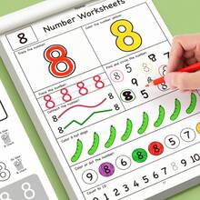 互動式幼兒數學練習本：數字描紅、加減法練習，適合 3 歲以上男孩女孩的早期教育，居家或教室使用，數字辨識與基礎算術技能書，附趣味插圖 - 彩色 - 查看 6