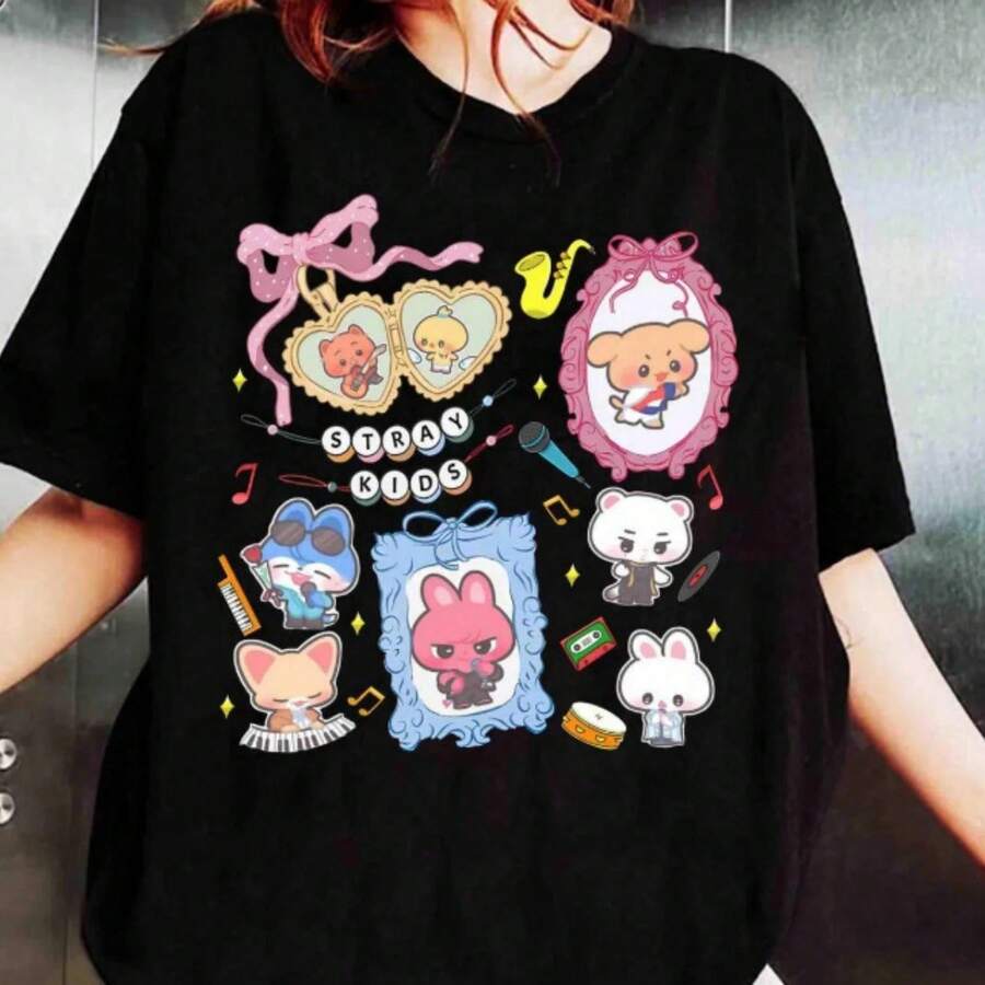 Camiseta con logo estampado - Top de manga corta y cuello redondo, confeccionado en 100% algodón, unisex, ideal para el verano, lavable, cómodo y apto para todas las estaciones. - Negro - Ver 1