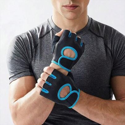 Guantes de ciclismo y fitness de medio dedo para hombre y mujer, guantes antideslizantes para levantamiento de pesas, para dominadas, montañy protección de manos callosidades.