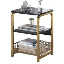 Blk And  Modern Design Three Tiered Small Table With Marble Effect - Multicolor - View 2
