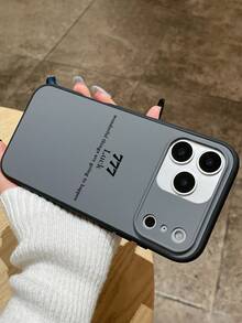 777 Lucky Number Print Phone Case, Minimalist Gray-Black Contrast Color Anti-Fall Protective Cover, 2-In-1 Splicing Contrast Color Phone Case, TPU Frame + Hard PC Backplate Dual-Layer Protection, Wavy Anti-Slip + Textured Buttons, New Skin-Friendly Feel Anti-Dirty Anti-Fall Protective Case, Compatible With IPhone & Galaxy - Black - View 4