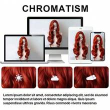 Tóc giả cosplay anime dành cho nữ, màu đỏ đồng gợn sóng, tóc giả cosplay cho nữ, phụ kiện dự tiệc, tóc giả tổng hợp để hóa trang, mũ lưới hoa hồng. - Màu Đỏ Sâu - Xem 5