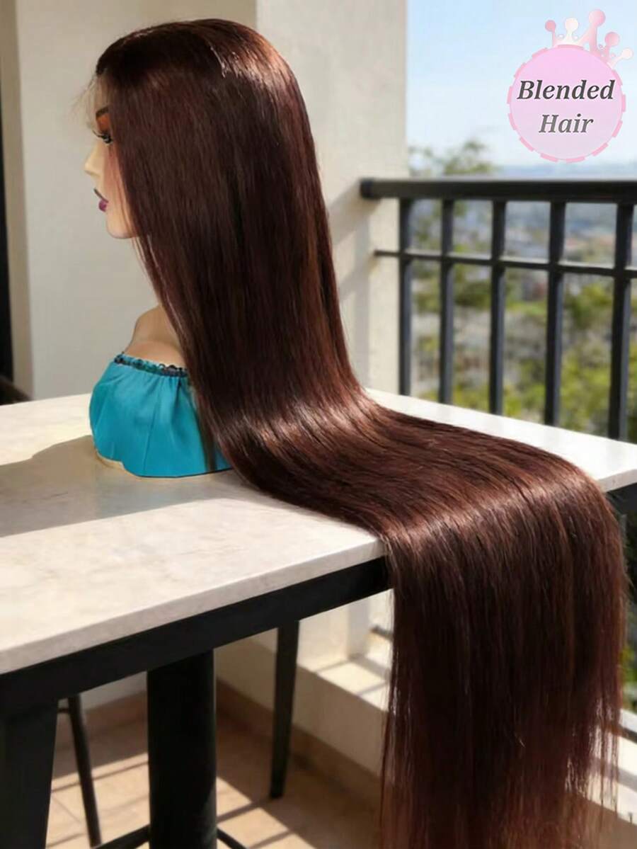 Tóc giả thẳng có ren phía trước, dài 8-34 inch, kích thước 13*4, chất lượng HD, làm từ tóc thật, đã được tỉa sẵn phần tóc con, các nút thắt đã được tẩy trắng, tóc nguyên chất pha trộn, đường chân tóc tự nhiên, không cần keo dán, kích thước 5x5, dễ đội, chỉ cần đội vào là dùng được ngay, dành cho nữ, màu nâu #4