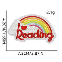 1pc Reading Themed Sticker Set, Cartoon Animal Embroidered Patch, Book Worm Laptop Notebook Decoration Sticker With English Words - New Bookworm Series Fabric Patches - View 7