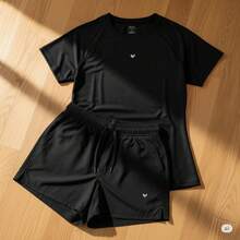 Women's 3-Piece Gym Kit: 2 Dry Fit T-Shirts + Comfortable Tactel Shorts - Women's 3-Piece Fitness Set With 2 Dry Fit Tops + Lightweight Shorts - Kit N - 查看 2