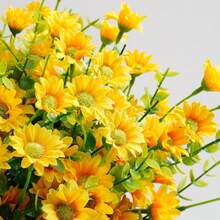 1 Peça Buquê de Flores Artificiais de Margarida com 21 Cabeças, Conjunto de Presente do Dia dos Namorados, Decoração para Casamento, Buquê de Noiva, Corsage de Pulso, Boutonnière, Decoração de Vaso para Casa, Topo de Bolo para Festa de Aniversário, Decoração de Ano Novo, Adereços de Fotografia, Presente de Formatura, Decoração de Primavera, Planta Artificial - Amarelo - Visão 4