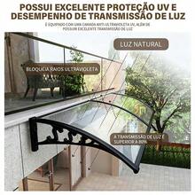 Toldo de Policarbonato para Porta e Janela Preto ou Branco 60x120 60x160 60x200 Cobertura Anti UV Proteção Contra Sol e Chuva Estrutura Reforçada Plástico-Aço Resistente Winda - Branco - Visão 5