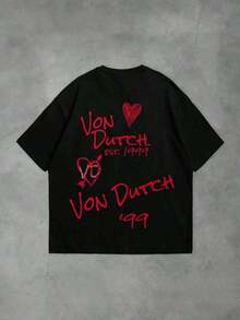 1pcs Women's Double-Sided Printing Von Dutchh Heart Logo With Key And Year 1999 Fabric Soft & Skin-Friendly Unisex Style Gifts For Spring Festival, Valentine's Day, St. Patrick's Day & World Cup-Van Dutch Dragon Print Women T Shirt Classic Americana Style Graphic Tee,Summer Fits,Vacation Fits Women,Summer Fits For Women,Spring Fits For Women,Summer Tops,St Pattys Day Fit,Easter Fit Womensummer Outfits For Women - White - View 9
