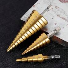 3件套钻头,涂层高速钢阶梯钻头,尺寸4-32mm,适用于木材和金属钻孔,易于读取刻度,带收纳盒 - 多色 - 查看 7
