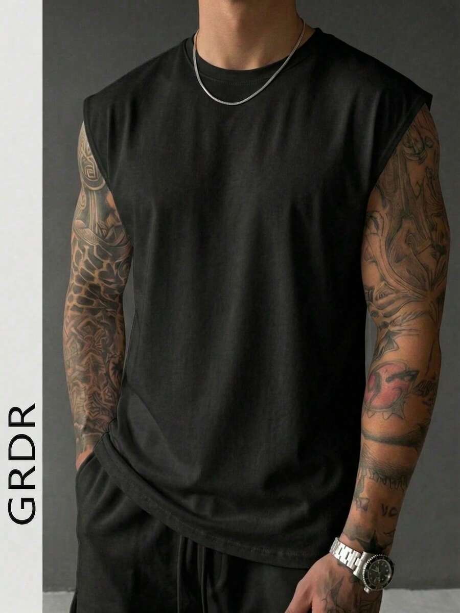 GRDR Men's Loose Fit Sleeveless Tank Top, Suitable For Summer - Black - View 1
