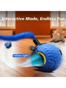 Juguete interactivo para gatos con bola y cola en movimiento rápido, rotación automática de 360°, velocidad ajustable, adecuado para gatos adultos aburridos, atractivo para que los gatos jueguen, accesorio divertido para gatos, hecho de material PetSafe de alta calidad, adecuado para gatitos traviesos y propietarios de mascotas - Ver 9