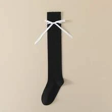 A Pair Of Over-The-Knee Socks For Women, Spring And Autumn Long Socks, Slimming Calf Socks, Stacked Socks, High-Tube Thigh-High Socks To Pair With Boots - Ruy băng đen - Xem 8