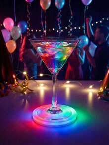 3/5/10个装LED发光杯垫，杯子装饰灯，适用于酒吧装饰、客厅、生日派对，也适用于情人节、母亲节、父亲节、返校季，可用作节日礼物、生日礼物、乔迁礼物、结婚礼物。 - 彩色 - 查看 11