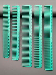 1pc/3pcs/5pcs/6pcs Heat-Resistant Durable Hair Styling Comb Set, 19 Models Available, Macaron Color With Ruler, Suitable For Long/Short Hair, Cutting, Styling, Salon/Home/Travel Use - Mint Blue - View 3