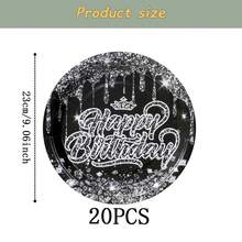 Bộ đồ dùng ăn uống dùng một lần Black Diamond cho sinh nhật, đĩa tiệc 7/9 inch, đĩa giấy, cốc, khăn ăn dùng một lần, thích hợp cho các dịp lễ, đám cưới, lễ đính hôn, sinh nhật, tiệc tùng, lễ kỷ niệm. - Nhiều màu - Xem 10