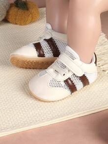 1 Pair Infant Boys' Fabric & Mesh Design Casual Sneakers, Suitable For Spring & Autumn - Coffee Brown - View 3