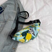Large Capacity Printed Waist Bag, Lightweight Waterproof Nylon Chest Bag, Outdoor Casual Crossbody Bag, Adjustable Shoulder Strap - Multicolor - View 4
