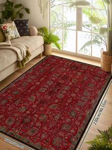 1 pieza Alfombra de estilo persa vintage desgastada, alfombra de área rectangular de poliéster bohemia tradicional con aspecto desgastado, fácil de cuidar y lavable, adecuada para sala de estar, pasillo, mesita de noche, sala de estar, dormitorio, decoración del hogar - Multicolor - Ver 15