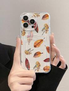 树叶彩绘透明多功能卡包钱包，加厚防震手机壳，兼容 17/17 Pro/17 Pro Max、16/11/16 Pro/16 Plus/16 Pro Max/16e/15 Pro Max/13/14/12/XS/XR/7G/8P、Galaxy S25/S25 Plus/S25 Ultra、A16/A36/A26/A56/A50/A12/A32/A52/A72/A51/A21S/A13/A14/S24/S24 Plus/S24 Ultra/S20/S23/S22/A53/S20 FE/S21、11/12 Pro/12/12X/13 Pro/14 Pro/15 Pro/X3 Pro、10/9/Note 9/12C/Note 11 Pro/Note 8 Pro/9C/9A - 彩色 - 查看 2