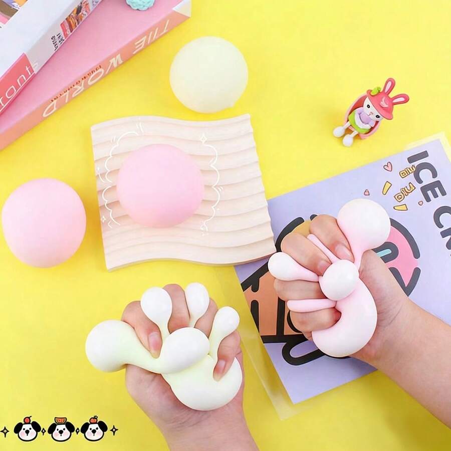 柔软多彩可塑形流体麻糬球，创意马卡龙色软蓬松面粉球减压解压玩具，便携配件，节日及生日礼物，送给亲朋好友 - 彩色 - 查看 1