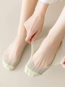 1/4/6 Pairs Women's Summer Breathable Anti-Pilling Moisture-Wicking Solid Color Mesh Boat Socks - Multicolor - View 4