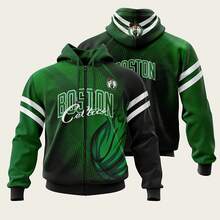 -Ton Celtics- Basketball Team Hooded Zip-Up Sweatshirt (Unisex) - Perfect Sports Gift (5) - 風格 - 查看 1