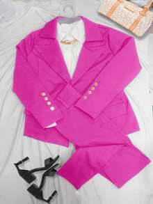 Saco de botones formal - Rosa Fucsia - Ver 9