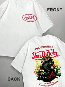 Women Men Double Side Print Von Ditch Dragon Floral Design Red And Green Print Fabric Soft & Skin-Friendly Unisex Style Gifts For Spring Festival, Valentine's Day, St. Patrick's Day & World Cup-Van Dutch Dragon Print Women T Shirt Classic Americana Style Graphic, Vacation Outfits Women,Summer Outfits For Women,Spring Outfits For Women,Summer Tops, Easter Outfit Women - 白色 - 查看 12