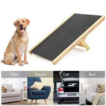 Freestanding Dog Ramp Pet Puppy Ramp Adjustable Heights Non-Slip Carpet Stair - Black - View 8