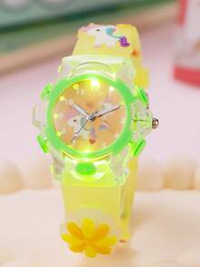 1pc/Set Unicorn Glow Jelly Watch, Multi-Color Silicone Flashing Light Quartz Wristwatch For Teens, Suitable For Daily Wear, Gifts, Year-End Promotion, Online Exclusive, Birthday Present - Multicolor - View 1