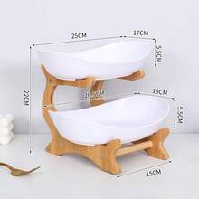 2/3 Layer Luxurious Wooden Elegant Fruit Rack - Double-Layer Fruit Bowl, Creative Candy Display - Natural Wood, Living Room Snack Tray, Space Saving Design, Easy Assembly, Father's Day Gift, Dessert Kitchen Service Tray - trắng - Xem 5