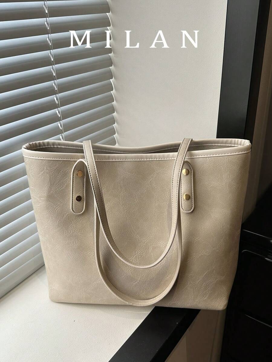 2026 New Large Capacity Tote Bag For Women, Versatile Shoulder Bag, Casual College Student Commuter Bag - White - View 1