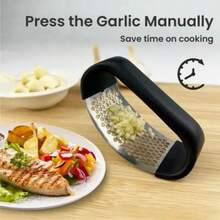 1pc Stainless Steel Curved Garlic Press With Ergonomic Non-Slip Handle! Easily Crush Garlic And Ginger For Cooking, Stir-Frying And Seasoning - Great For Home Kitchen, Dorm And Small Apartment! Perfect For Spring Meal Prep And Summer Grilling! , Easy To Clean, Rust-Resistant - Essential Kitchen Tool! - Default - View 7