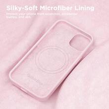 Magnetic For IPhone Case , Compatible With MagSafe, [Soft Anti-Scratch Microfiber Lining], Slim Liquid Silicone Shockproof Protective Phone Case - Hồng - Xem 6