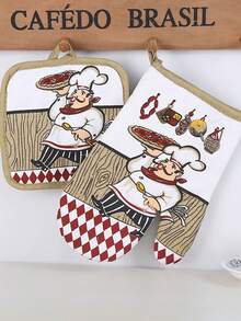 Bộ găng tay và miếng lót nồi hình hoa hướng dương – Găng tay và đế lót nồi chịu nhiệt dùng cho lò vi sóng, lò nướng và làm bánh (1 bộ) - Xem 6